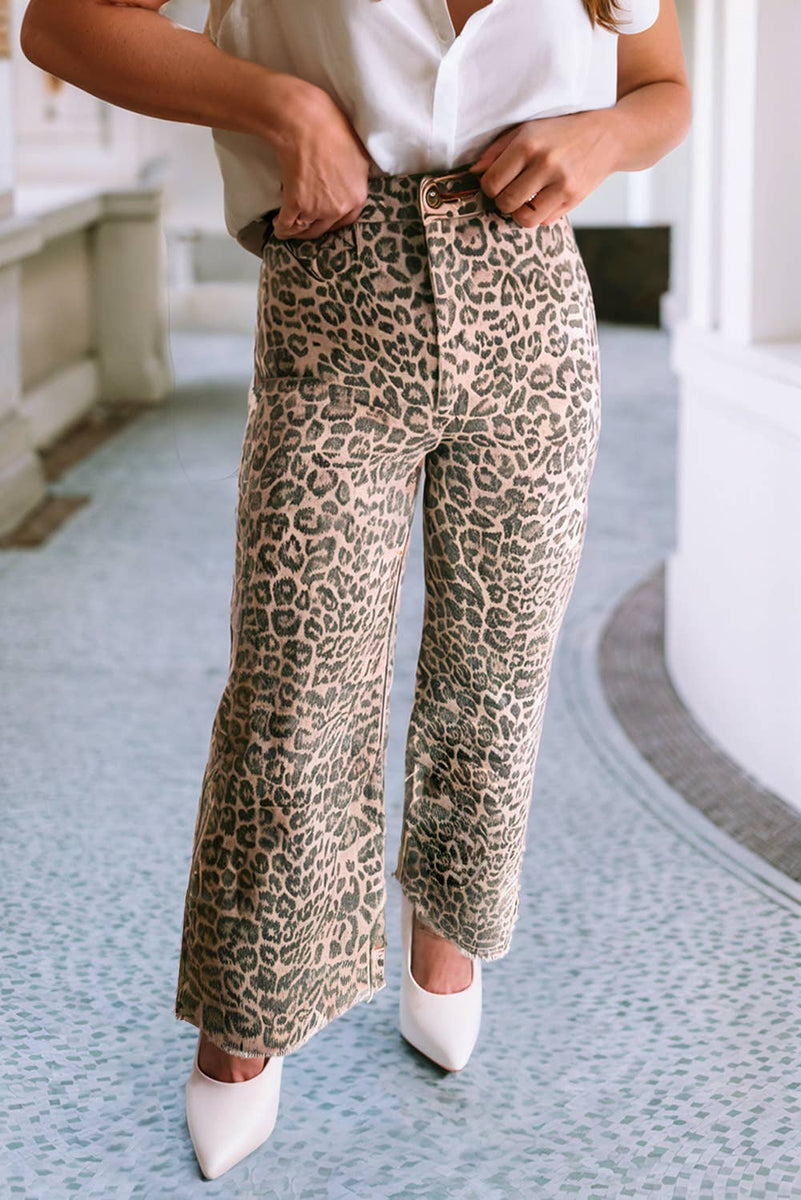 Leopard Frayed Edge Wide Jeans – Hairspa & Co