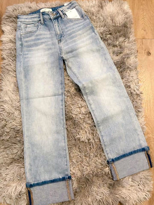 Stone Wash Cuffed Denim