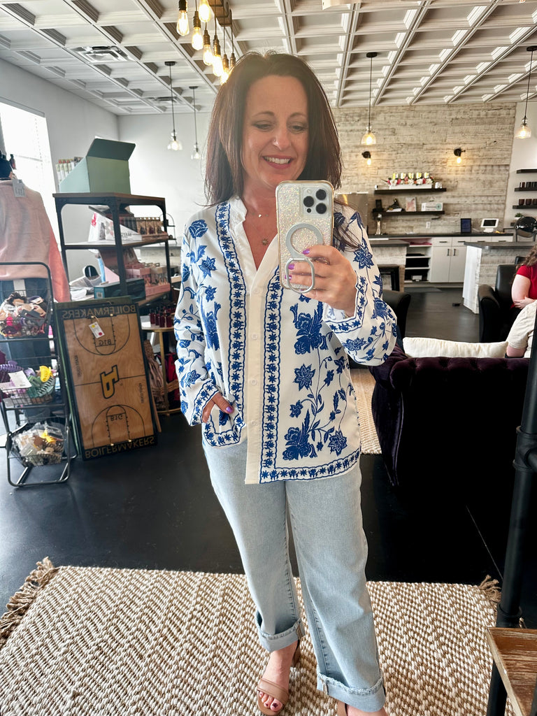 Floral Print Long Sleeve Blouse