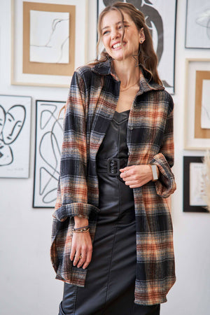 BUTTON DOWN FLANNEL SHACKET